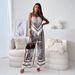 Women's Floral Print Camisole Bralette & Long Pants Set American Style Thin Sexy Fashion Clothing For Summer_ecoleips.com