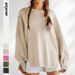 Women's Crew Neck Sweatshirt European American Style Fashion Brand Sports Base Layer Long Sleeve Knitwear Top Outerwear_ecoleips.com
