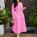Women's Clothing New Fashion Lapel Long Sleeve High Waist Temperament Pleated Solid Color Dress_ecoleips.com