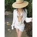 Women's Clothing Ins Seaside Beach Vacation Bikini Shirt Dress Swimsuit Women's Three Piece Set To Cover Belly Net Red Small Chest_ecoleips.com