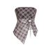 Sexy Y2K Retro Plaid Print Strapless Top Knotted Front Twisted Green European American Style Women's Clothing Wholesale_ecoleips.com