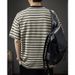 Retro Style Digital Print Striped T-Shirt Short Sleeved round Neck Thin Top for Men And Women Summer New_ecoleips.com
