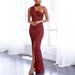 Women Solid Color Wrap Chest Sequined High Waist Black Long Dress Elegant Commuting Sweet Slim Waist Party Cocktail Dress_ecoleips.com