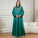 Elegant Green Embroidered Robe Hand Beaded Ethnic Style Tassel Gown Fashion Muslim Dress Women's Clothing Cross Border_ecoleips.com
