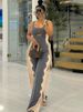 K Women's Fashion Contrasting Color Personalized Tassel Casual Leggings Jumpsuit_ecoleips.com