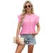 2025 Spring/Summer New Round Neck Loose Short Sleeve T-shirt Jacquard Top Vest For Women_ecoleips.com