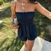 Voya Women's French Style Pure Desire Fashion One Shoulder Strapless Waist Set, Short Casual Slimming Vacation Set_ecoleips.com