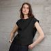 Women's Minimalist Style Pure Linen Short Sleeved T-Shirt Breathable round Neck Flutter Sleeve Design Solid Color Summer Top_ecoleips.com