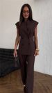 K Women's New Style Temperament Double Breasted Waisted Vest Top High Waisted Pants Set. No Accessories_ecoleips.com