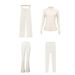 Women's Slim Fit Stand Collar Jacket With Flared Pants Straight Leg Pants Cropped Pants Four Piece Set Elastic Outerwear_ecoleips.com