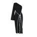 WG069 Spring Elegant Slanted Collar Contrast Color Trim Ribbed Tie Waist Slimming Long Sleeve Knit Dress For Women_ecoleips.com
