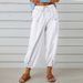 Suitable For All Seasons 2024 New Loose High-Waist Button Cotton Linen Nine-Point Wide-Leg Women's Pants_ecoleips.com