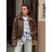 Oversized Biker-Style Leather Jacket For Women - Long Sleeve Loose Fit Coat (Burgundy/Brown/Black/Olive Green)_ecoleips.com