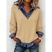 Aria Basics Aria Basics 2026 European And American Women's Fashion Patchwork Knitwear Long-sleeve Casual Top Denim Collar Shirt For Women_ecoleips.com