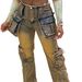 European And American Street Style Patchwork Multi-Pocket Jeans For Women, Trendy Straight-Leg Pants_ecoleips.com