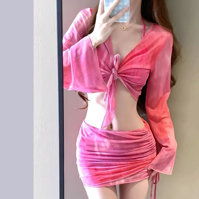 Women's Clothing Bikini Four Piece Split Slim Conservative Student Small Chest Hot Spring Female Swimsuit Promise_ecoleips.com