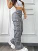 High-Waisted Cargo Pants Women's Wide Leg Multi-Pocket Streetwear Pants – Utility Chic (Black, Grey, Light Brown)_ecoleips.com