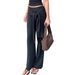 Women's Elegant Wide Leg Suit Bottoms Summer Side Strap Flowing Clothing For Women_ecoleips.com