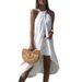 Women's Clothing Summer New Solid Color Sleeveless Holiday Style Casual Mid Length Dress_ecoleips.com