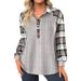 Women's Clothing Autumn Plaid Striped Stitching Retro Pullover Sweater T Shirt_ecoleips.com