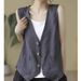 Cotton And Linen Women's Vest, Summer Stylish Casual Thin Loose Sleeveless Outerwear, Pure Cotton Jacket Top_ecoleips.com