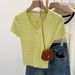 Women's Slim Fit V Neck T-Shirt Short Sleeved Summer Top Sexy Design Flattering Silhouette off the Shoulder Knitwear_ecoleips.com