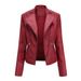 K New Women's Leather Jacket, Short Coat, Slim Fit, Thin Leather Coat, Women's Motorcycle Suit._ecoleips.com