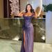 Women's Clothing Sexy Strapless Slim High Slit Shiny Luxury Dress_ecoleips.com