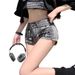 Women's Sexy Ripped Denim Shorts Summer Style Thin Low Waisted American Retro Fashion Print Bodycon Hot Pants_ecoleips.com
