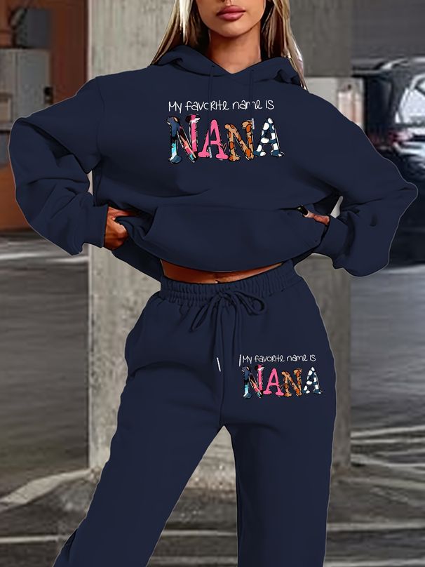 Women's Long Sleeved Hooded Sweatshirt Set Letter Print Simple Spring Autumn_ecoleips.com