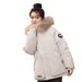 Women's Winter Short Puffer Jacket With Faux Fur Hood - Cozy Warm Fleece Lined Outerwear For Casual Streetwear_ecoleips.com