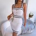 Women's Clothing Actual Shot Of Spring And Summer Casual Square Collar Button Color Blocking Waist Knitted Hip Skirt_ecoleips.com