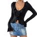 Voya Women's 2026 Spring/Summer New Ins Fashion Slimming Ruffle Short Long Sleeve T-shirt Top_ecoleips.com