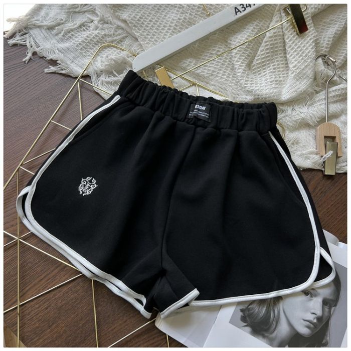 Women's Clothing Contrast Color Wide Leg Shorts For Women Summer Students Thin Loose Slim All Match Leisure Sports Running Hot Pants_ecoleips.com