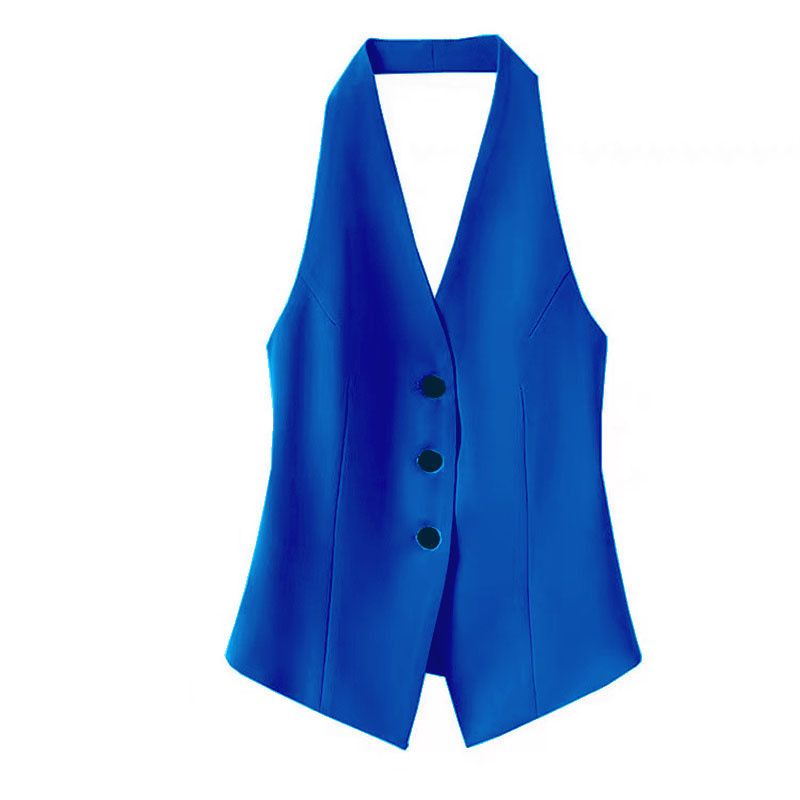 Women's Halter Neck Suit Vest Unique Design Sleeveless Fashionable Spring 2026 Outerwear_ecoleips.com