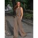 Commuter Fashion Khaki Vest Trousers Two-Piece Autumn Design Suit Women_ecoleips.com