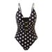 Aria Basics 2026 New Swimwear European American Sexy V-neck Black And Gold Polka Dot One-piece Swimsuit For Women Beach Vacation_ecoleips.com