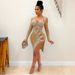 Women's clothing summer independent station nightclub style sexy hot diamond see-through hip irregular dress for women_ecoleips.com