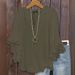 Women's Clothing Three Quarter Sleeve Top Solid Color Fashion Casual Loose V Neck Business Shirt_ecoleips.com