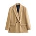 Cross-border Foreign Trade Wholesale ZA European And American Style Women's New Fashion Silhouette Double-breasted_ecoleips.com