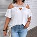 Women's Off-shoulder Sleeve Design, Holiday-style T-shirt With Lace Collar, Fashionable Short-sleeve European And_ecoleips.com