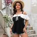 Women's Clothing Off Shoulder One Shoulder Neck Lotus Leaf Sleeve Suspender Short Sleeve_ecoleips.com