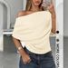 Foreign Trade 2026 Summer New Women's T-Shirt Sexy Hot Girl One-Shoulder Slim-Fit Top With Bat Sleeves_ecoleips.com