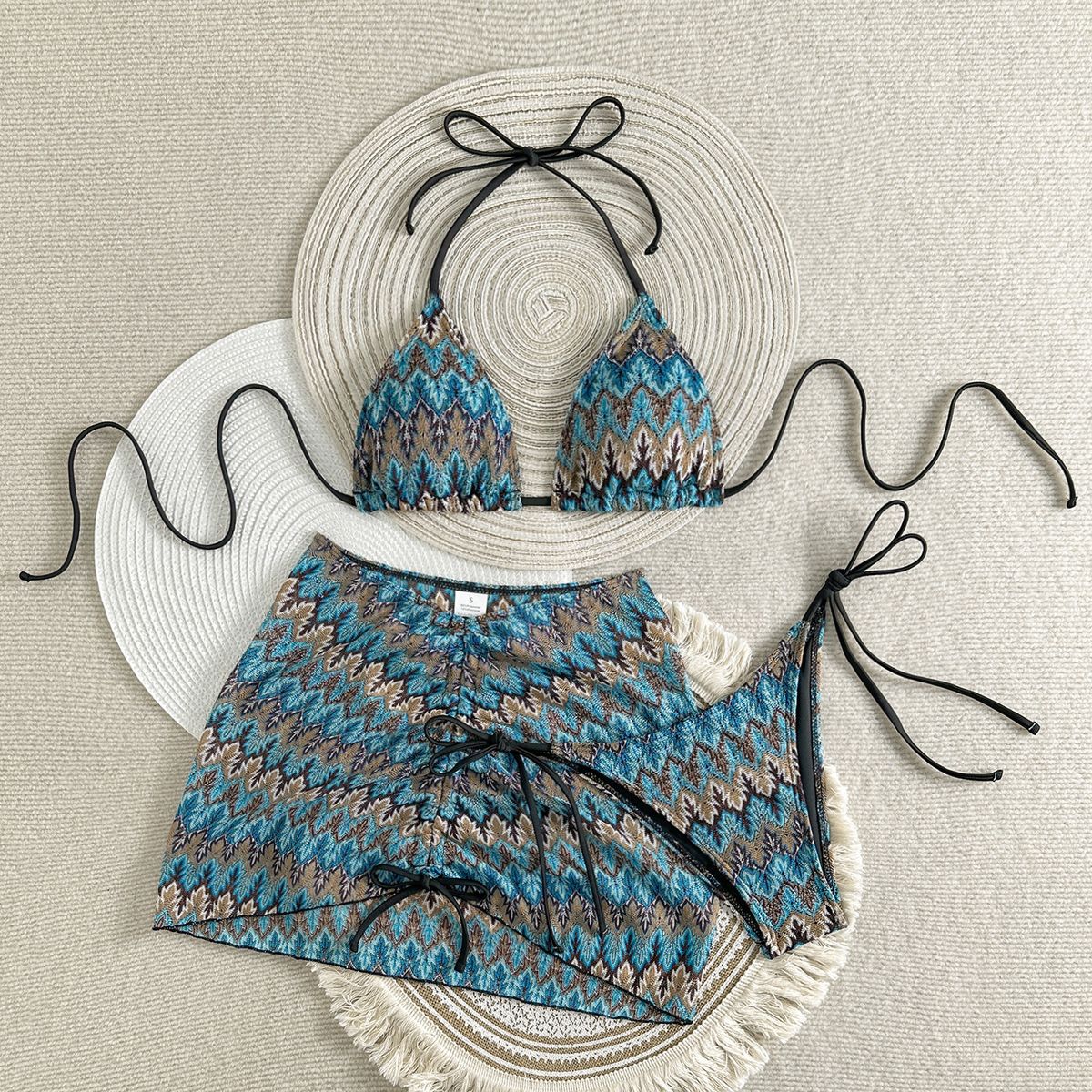 Elegant Gradient Embroidered Bikini Set - Sexy & Stylish Swimwear For Women, Trianglar Top & High-Waisted Bottom_ecoleips.com