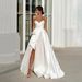 Women's Clothing Wedding Dress Light Luxury Dress Simple Atmosphere Mopping Evening Dress Niche Satin Temperament Dress_ecoleips.com
