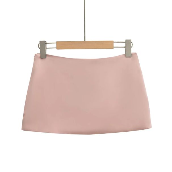 Verve Wind Satin A-line Solid Color Short Hot Girl Summer Slim Sexy Bodycon Skirt For Women_ecoleips.com