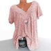 New Cross-border European American Women's Clothing 2019 Summer Hot-selling V-neck Loose Short-sleeve Printed T-shirt On_ecoleips.com