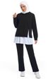 Muslim Women's Two-Piece Sportswear Set, Patchwork Arabic Solid Color Long Sleeve Sweatshirt Outdoor Sports Suit_ecoleips.com