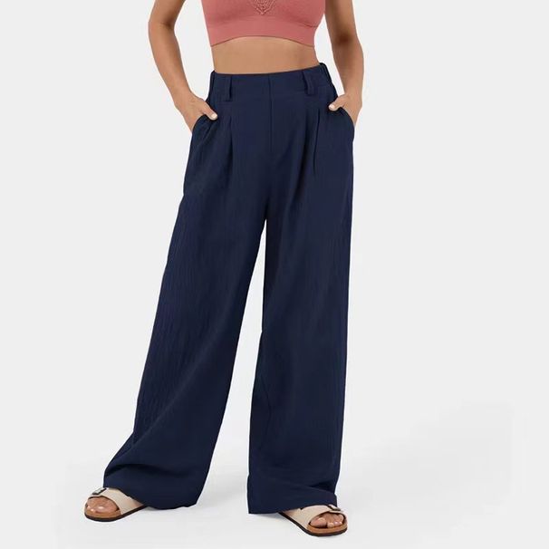 Women's High-Waisted Wide-Leg Pants | 100% Cotton Casual Trousers | Relaxed Fit Flowgy Boho Palazzo Pants For Everyday Comfort_ecoleips.com