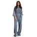 Women's Autumn Winter Fashion Shirt Temperament Button Tie Loose Coat Denim Suit European American Style Muslim Clothing_ecoleips.com